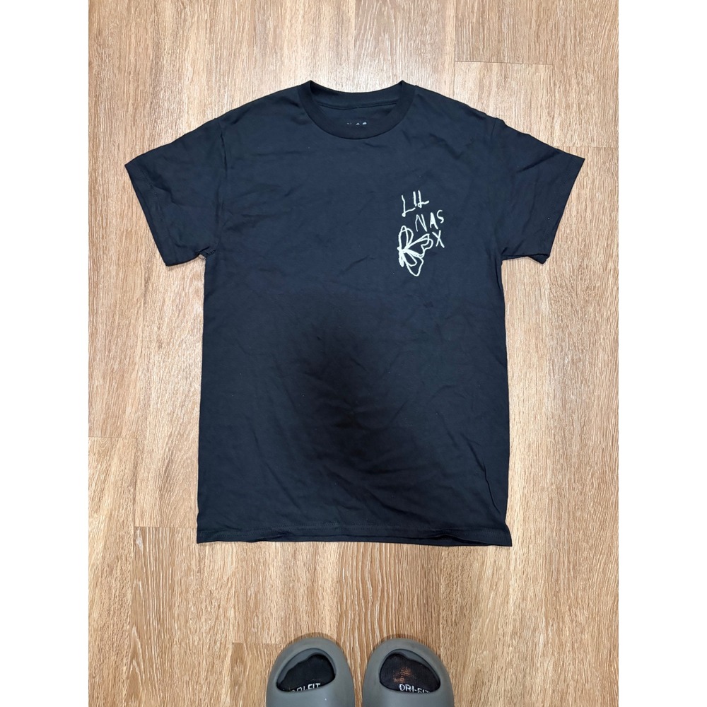 Lil Nas X Official Tour Merch Black Graphic T-Shirt Small Angel Wings Falling